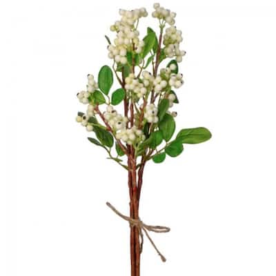 White Berry Bouquet Faux Plants And Trees