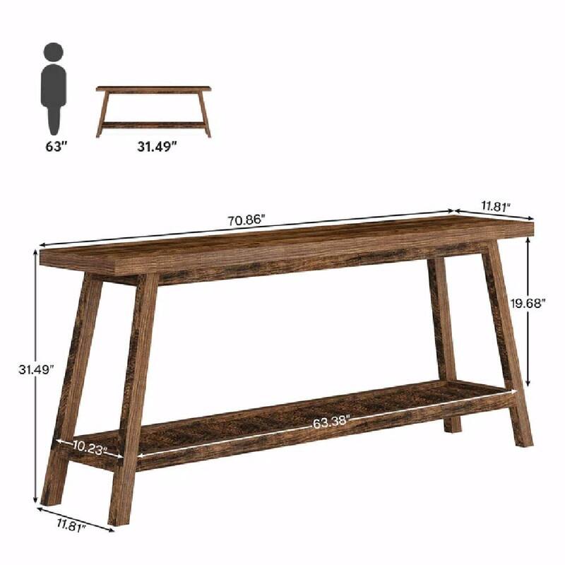 2-Tier Sofa Console Table - Extra-Long Entryway Table