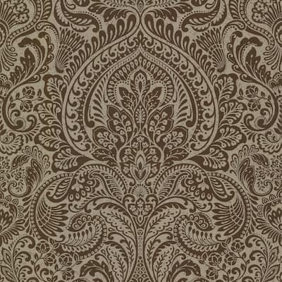 Damask Dole Artemis Silver Floral Damask 33 feet long X 20.9 inch wide Wallpaper Roll