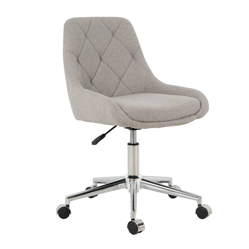 Grey Teddy 22.3" Tufted Accent Chair with Chrome Legs