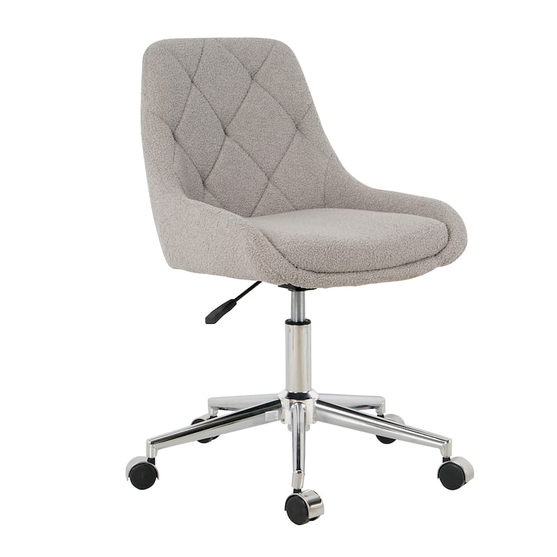 Grey Teddy Modern 22.3" Upholstered Buttons Tufted Accent Chair with Chrome Legs for Living Room