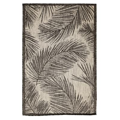 Liora Manne Carmel Fronds Indoor/Outdoor Rug Black