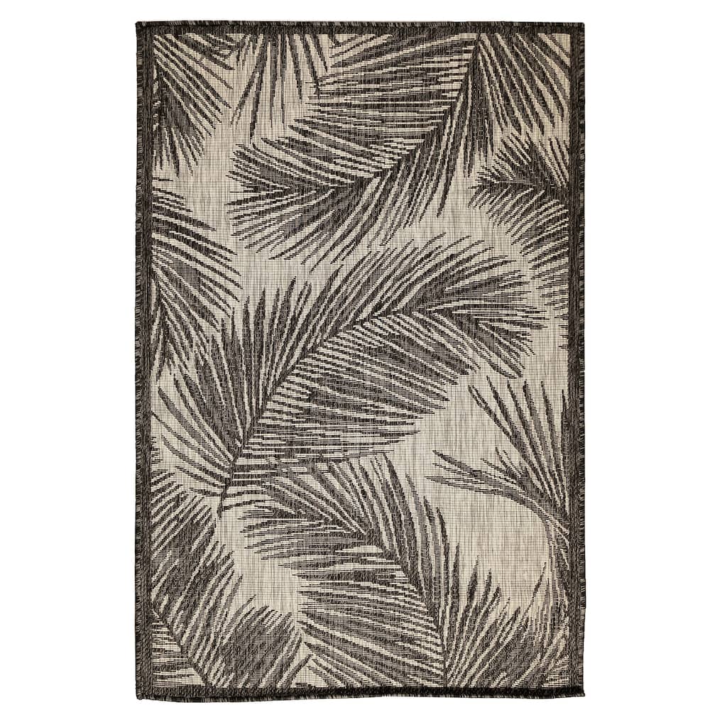 Liora Manne Carmel Fronds Indoor/Outdoor Rug Black
