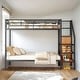 preview thumbnail 2 of 18, Contemporary Build Twin Over Twin Metal Bunk Bed with Lateral Storage Ladder and Wardrobe, Sturdy and Long-lasting, White