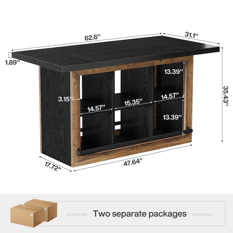 Kitchen Island with 6 Cubbies, Counter Height Kitchen Island Table