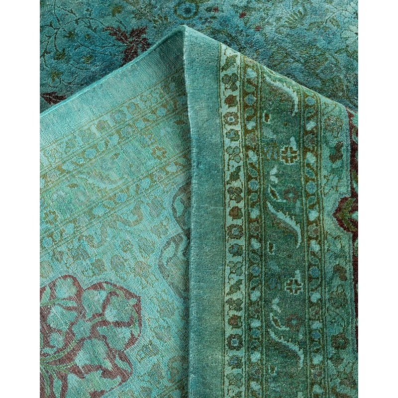 Overdyed, One-of-a-Kind Hand-Knotted Area Rug - Blue - 12' 3" x 17' 7"