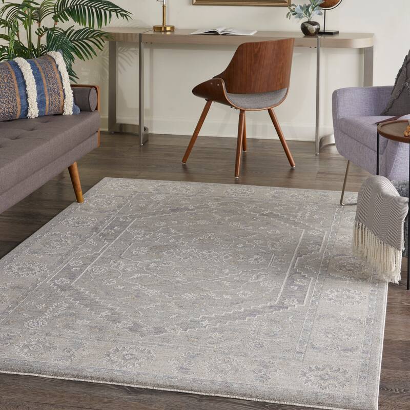 Nourison Asher Persian Medallion Vintage Area Rug - 3'11" x 5'11" - Grey - Rectangle