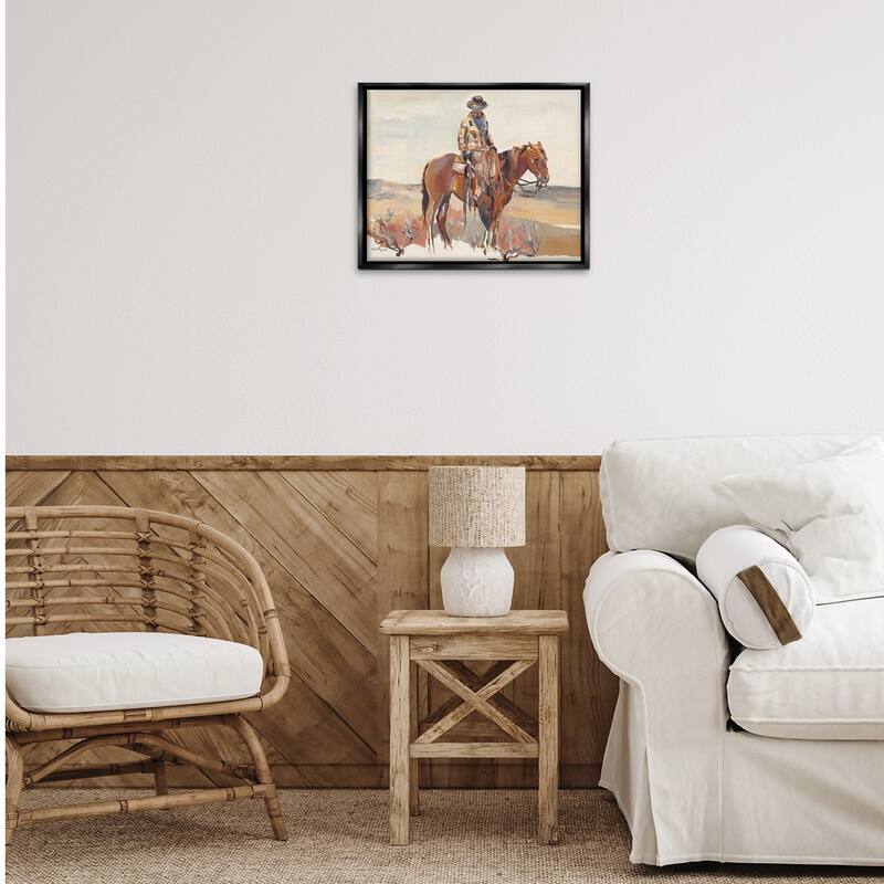 Stupell Western Cowboy Fields & Farm Framed Floater Canvas Wall Art Design By Marilyn Hageman