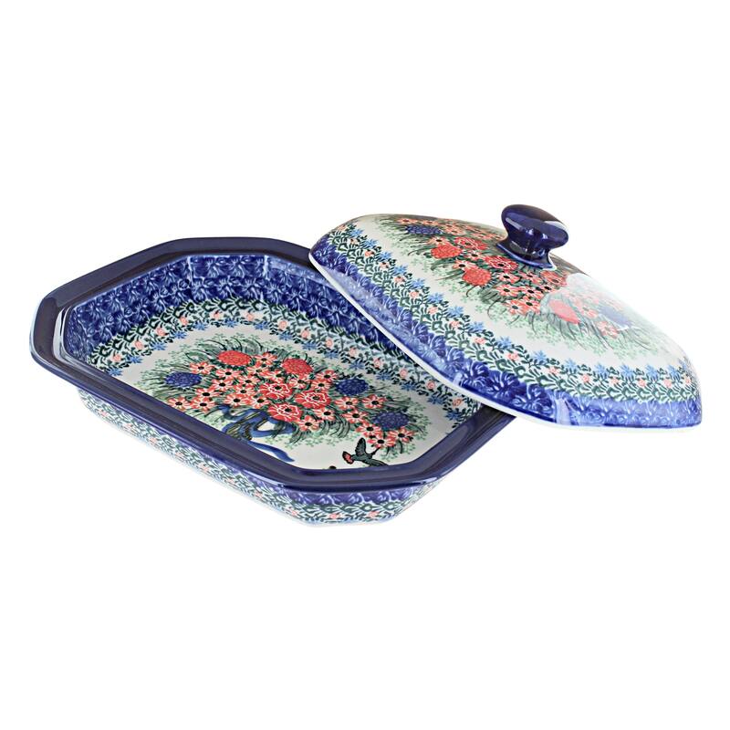 Blue Rose Polish Pottery 662 Ceramika Artystyczna Medium Covered Baker