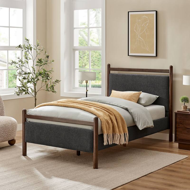 Ginny Platform Bed Frame - Wenge Heathered Dark Gray - Twin