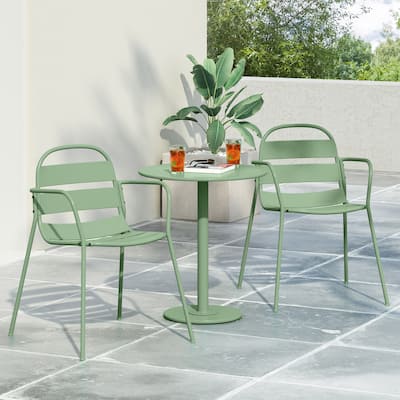 Roomfitters Terra Nova Outdoor Bistro Set 3-Piece Patio Dining Furniture with Round Table and 2 Chairs