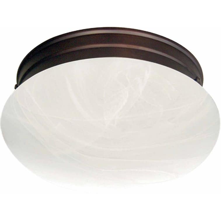 Volume Lighting 2 Light 9" Flush Mount Ceiling Fixture with White - Antique Bronze