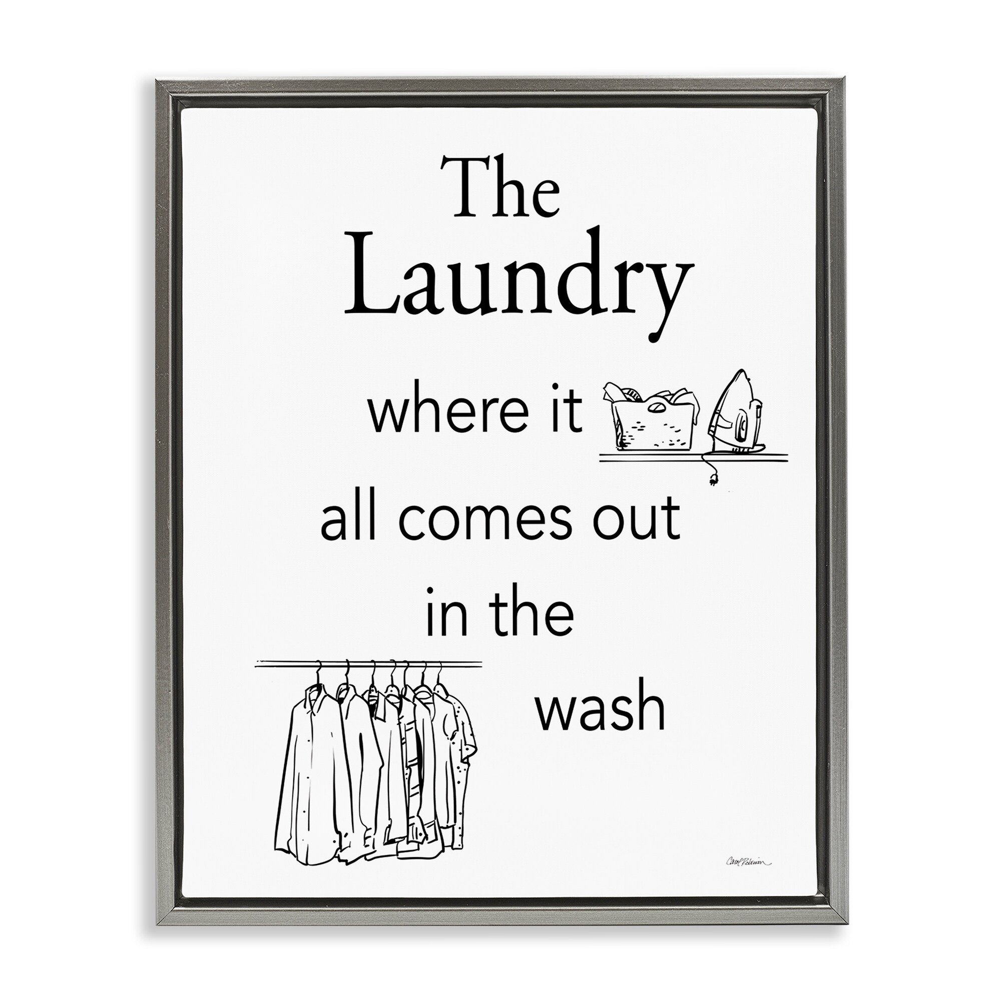 Stupell All Comes Out Laundry Framed Floater Canvas Wall Art Design By Carol Robinson