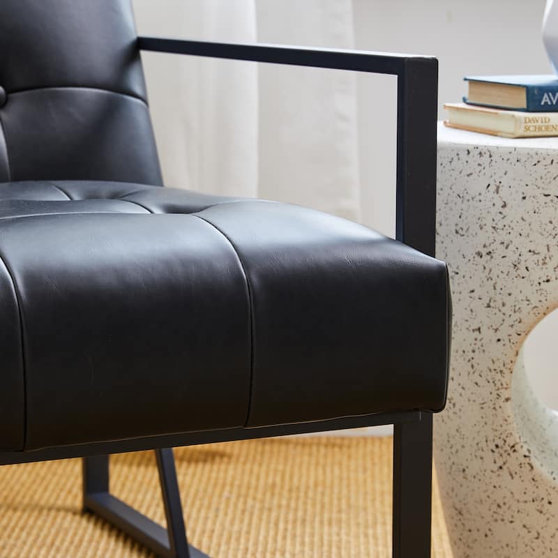 Glitzhome 29.50"W Mid-Century PU Leather Tufted Accent Chair - 29.5"W x 30.5"H x 29.25"D
