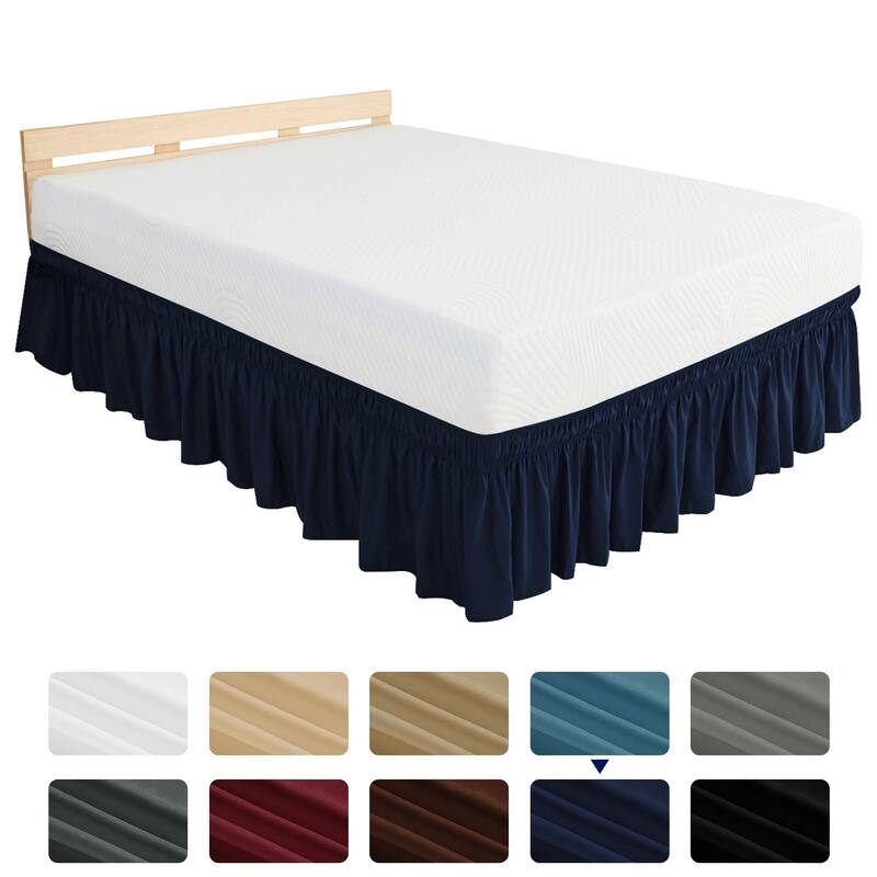 Subrtex Easy Fit 16-inch Drop Bed Skirts - Twin - Navy