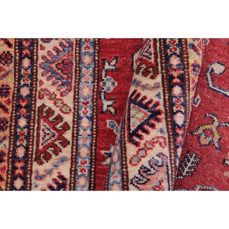 Southwestern Super Kazak Arden Red/Beige Hand Knotted Wool Rug - 2'8'' x 4'5''