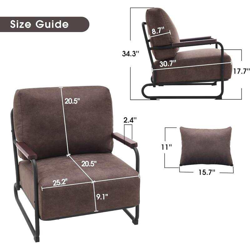 MCombo set of 2 Modern Accent Armchair with Steel Legs, Leathaire fabric HQ102