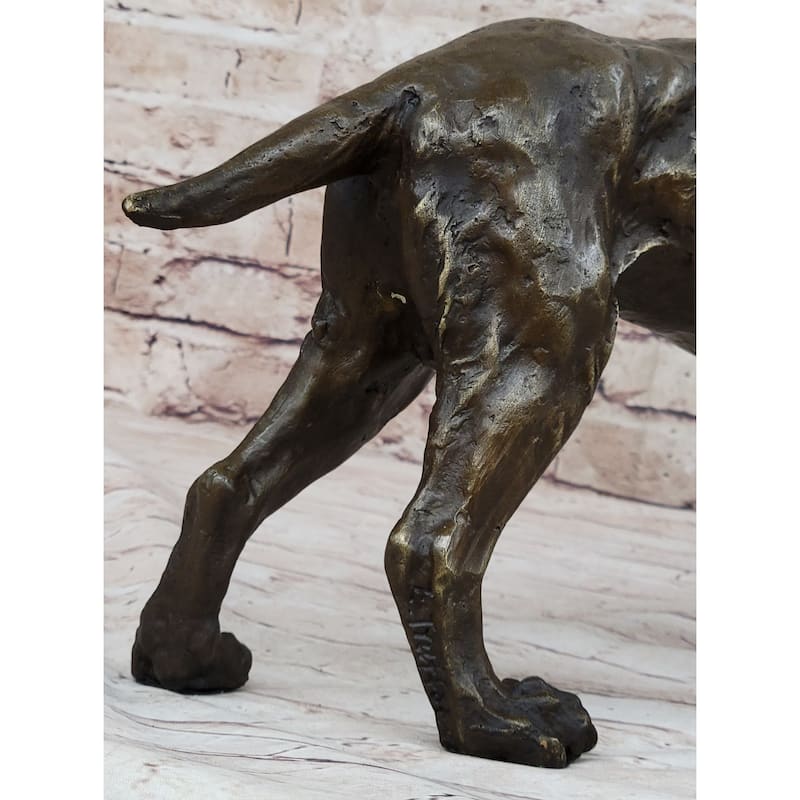 Signed Truffot Hunting Dog With Dead Bird Bronze Art Deco Sculpture Home Decor