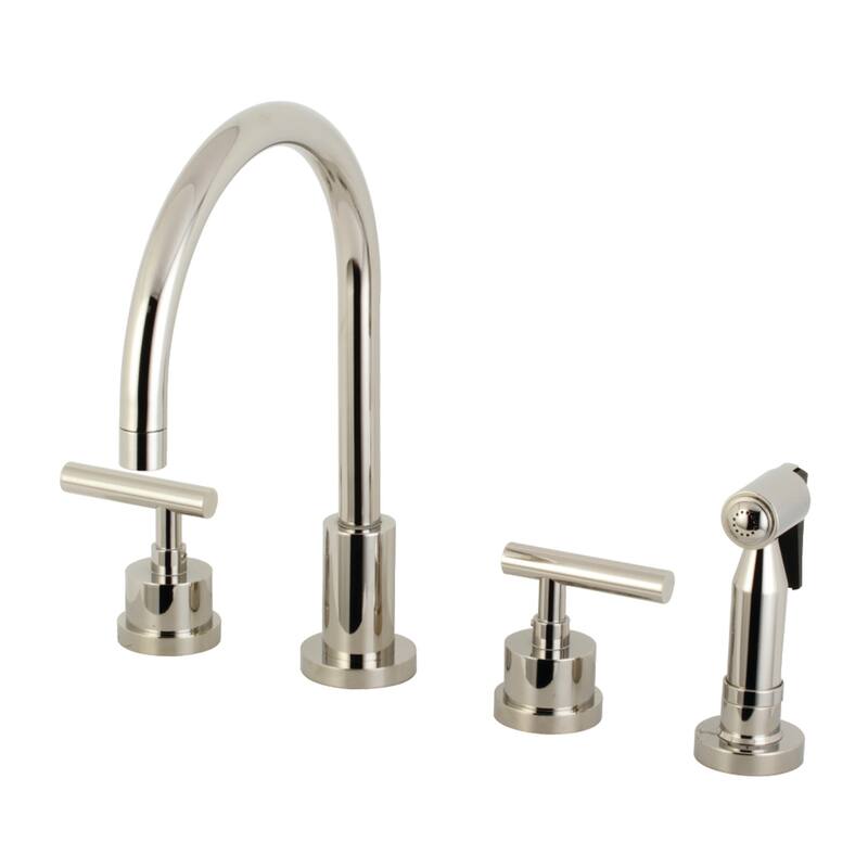 Manhattan Deck Mount Widespread Kitchen Faucet with Brass Sprayer