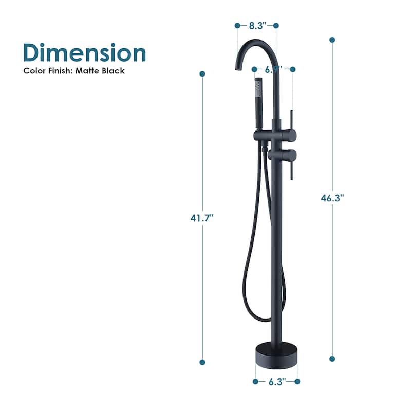 Altair Assens Double Lever Handle Freestanding Floor Mounted Tub Filler with Handshower