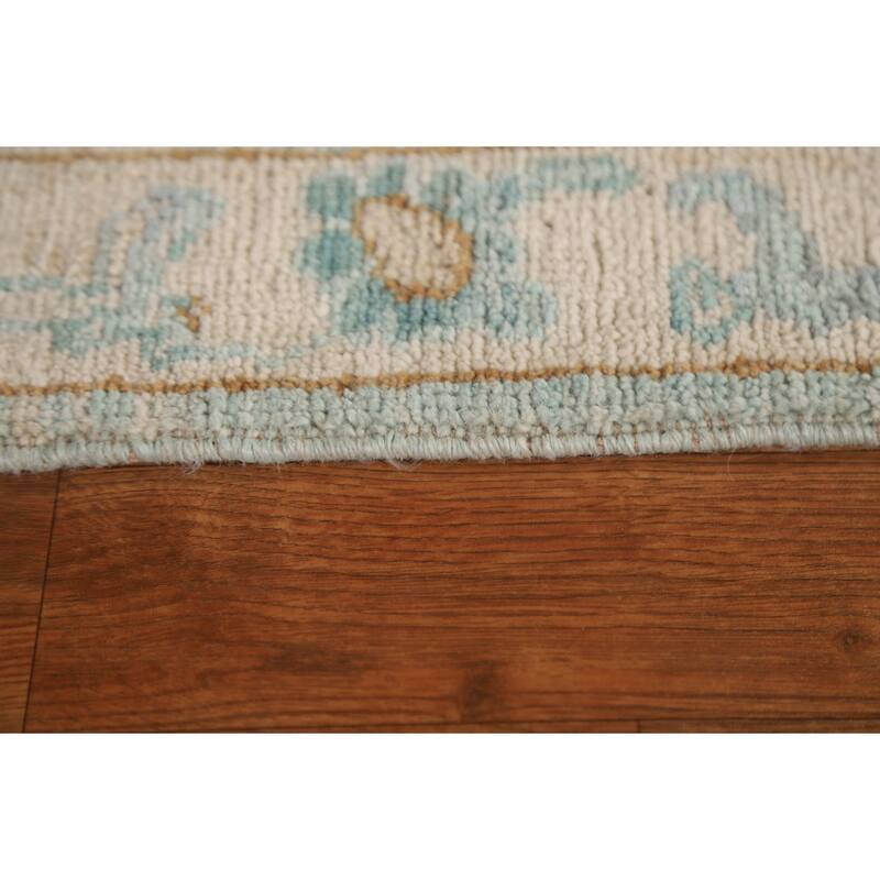 Hand Knotted Oriental 100% Wool Carpet Transitional Geometric Navy Blue & Blues Oushak Area Rug - 2' 9'' X 2' 0''