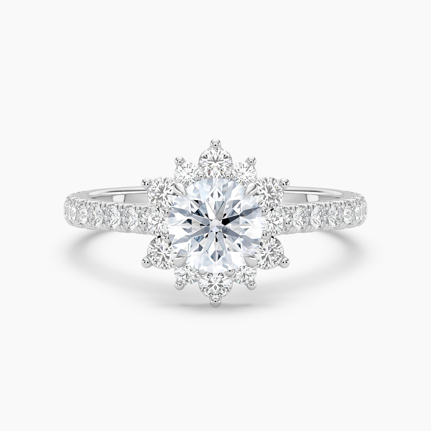Auriya 14K Gold Lab Grown Diamond Round Diamond Sunburst Halo Engagement Ring 1.71 - 5.71ct. tw. (E-F, VS)