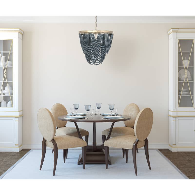 2-Tier Draped Wood Bead Chandelier