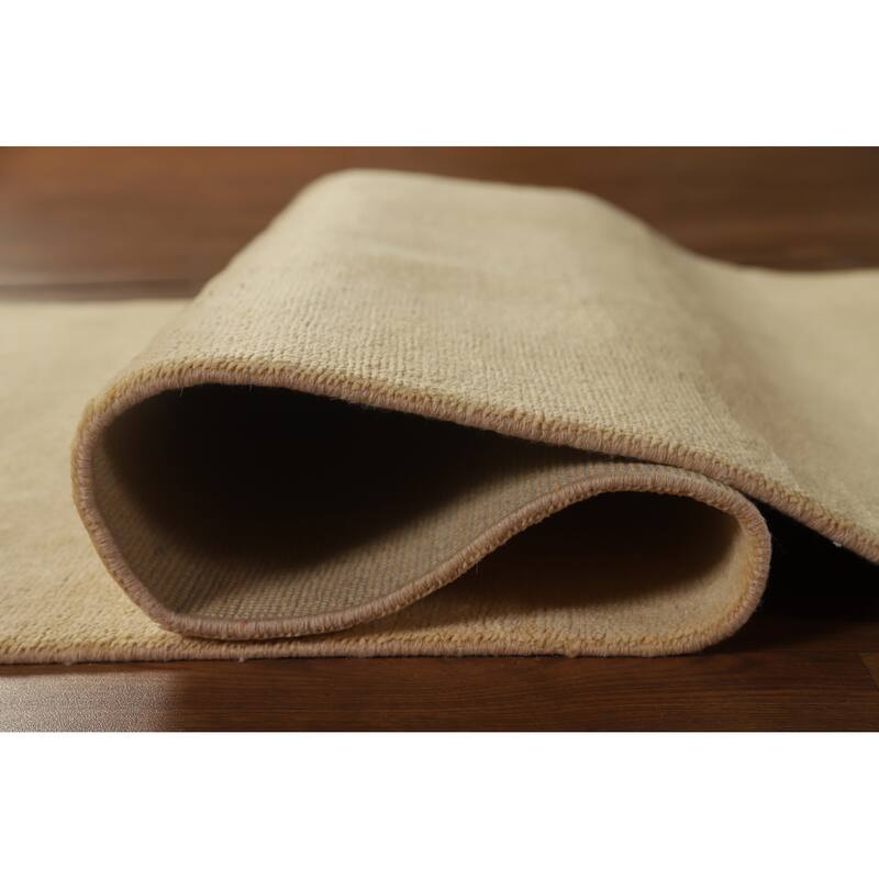 Hand Knotted Oriental 100% Wool Carpet Modern Solid Beige & Ivories Gabbeh Runner Rug - 10' 2'' X 3' 2''