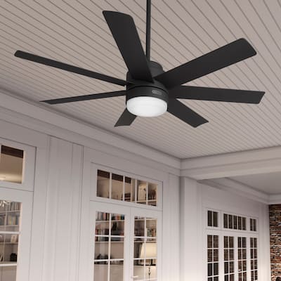 Hunter 52" Brazos Outdoor Ceiling Fan w/LED Light, Handheld Remote - Modern, Transitional, Windmill - Damp Rated - ENERGY STAR!