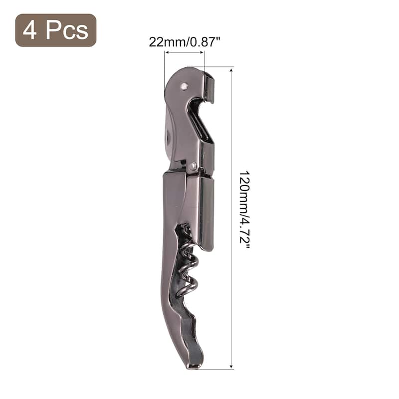 4Pcs 5" Wine Openers Waiter Corkscrew Red Wine Bottle Opener - Metallic Black