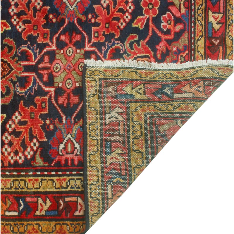 Fine Vintage Distressed Ritchie Navy/Red Runner - 3'3" x 9'5"