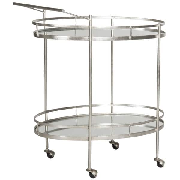 Safavieh Dante 30-in x 33.6-in Silver Oval Cart Bar Safavieh Dante 30-in x 33.6-in Silver Oval Cart Bar