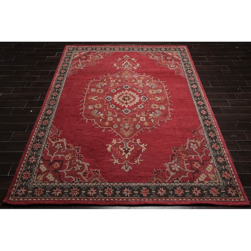 Hand Tufted Hand Made Wool Transitional Oriental Area Rug Pomegranate