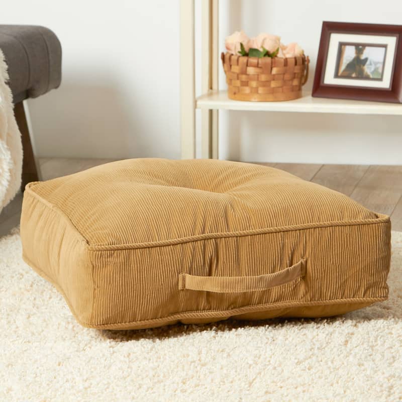 Omaha Corduroy Microfiber 21-inch Square Floor Pillow in Buff