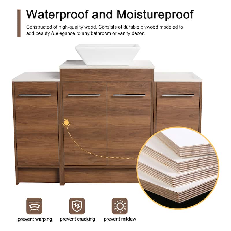 Malwee 24"/36"/48"/60" FreeStanding Bathroom Vanity, Floor Stand Bathroom Vanity with Ceramic Sink,Soft Close Door and Shelf