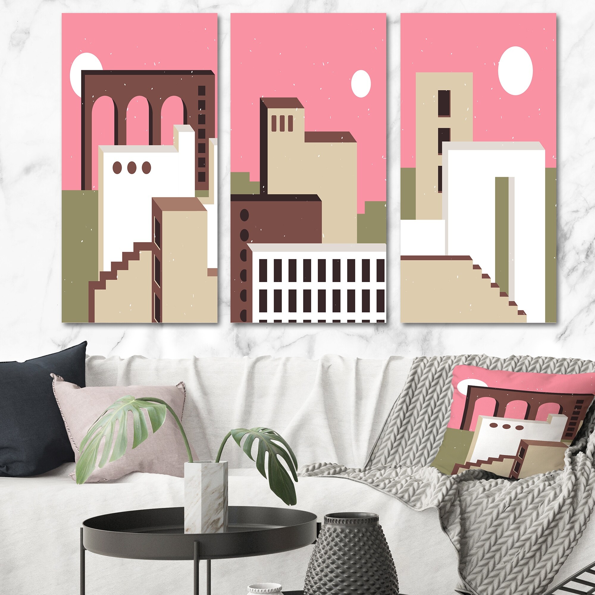 Designart Mid-Century Modern Art: Minimal Abstract Shapes in Retro Colors II - Vibrant Retro-Inspired Abstract Wall Art for Contemporary Spaces-image