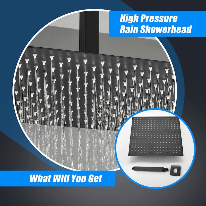 16" Square High Pressure Rain Shower Head,304 Stainless Steel Rain Shower Head
