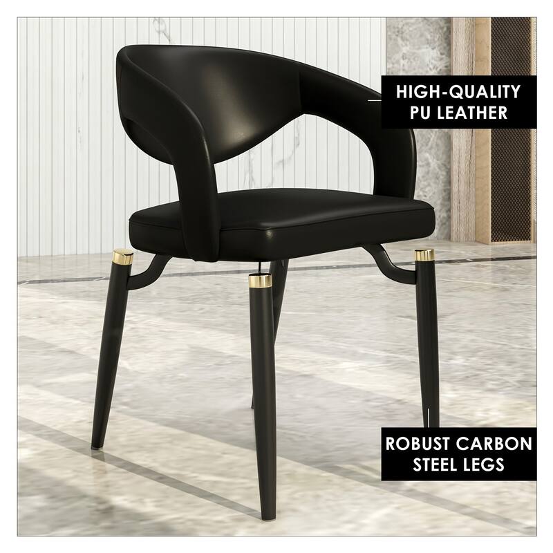 Entice Dining Chairs Upholstered Leather with Iron Legs Modern Accent Arm Chairs