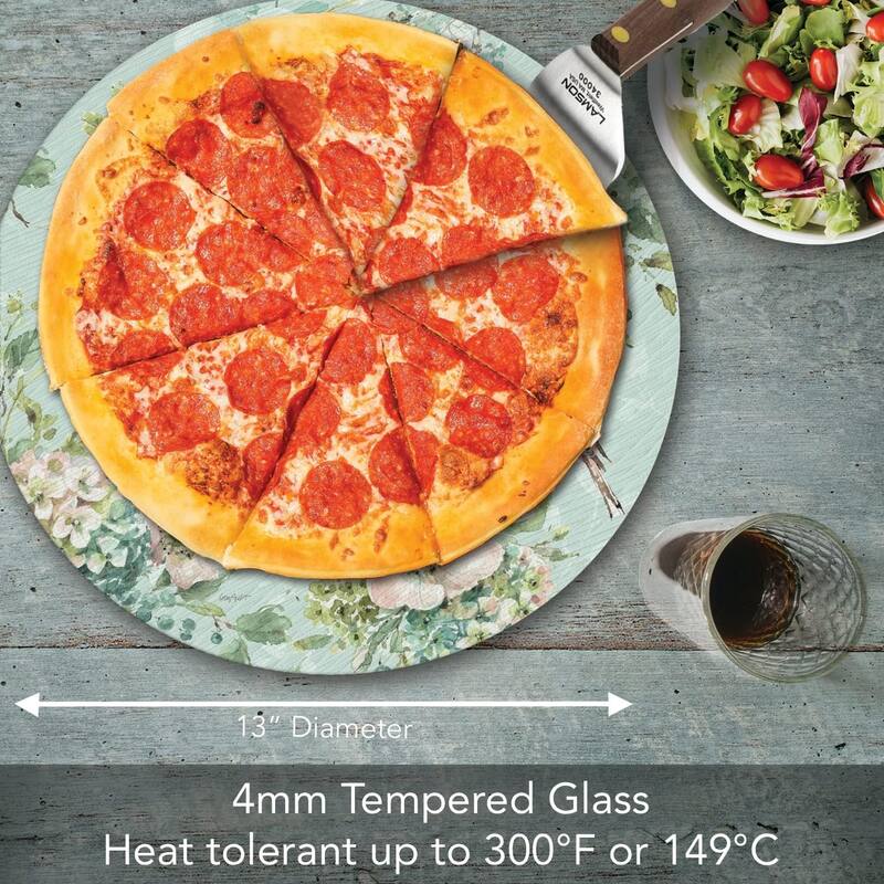 Mint Crush 4mm Heat Tolerant Tempered Glass Lazy Susan Turntable 13" Diameter Cake Plate Condiment Caddy Pizza Server