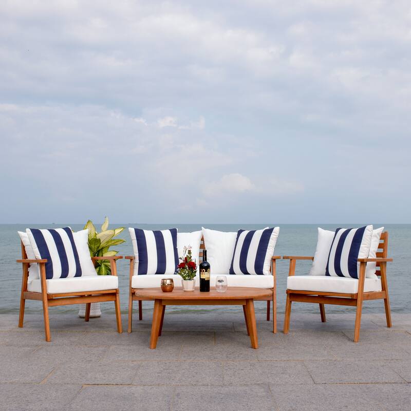 SAFAVIEH Outdoor Deacon 4-piece Conversation Patio Set. - 49" W x 30" D x 31" H