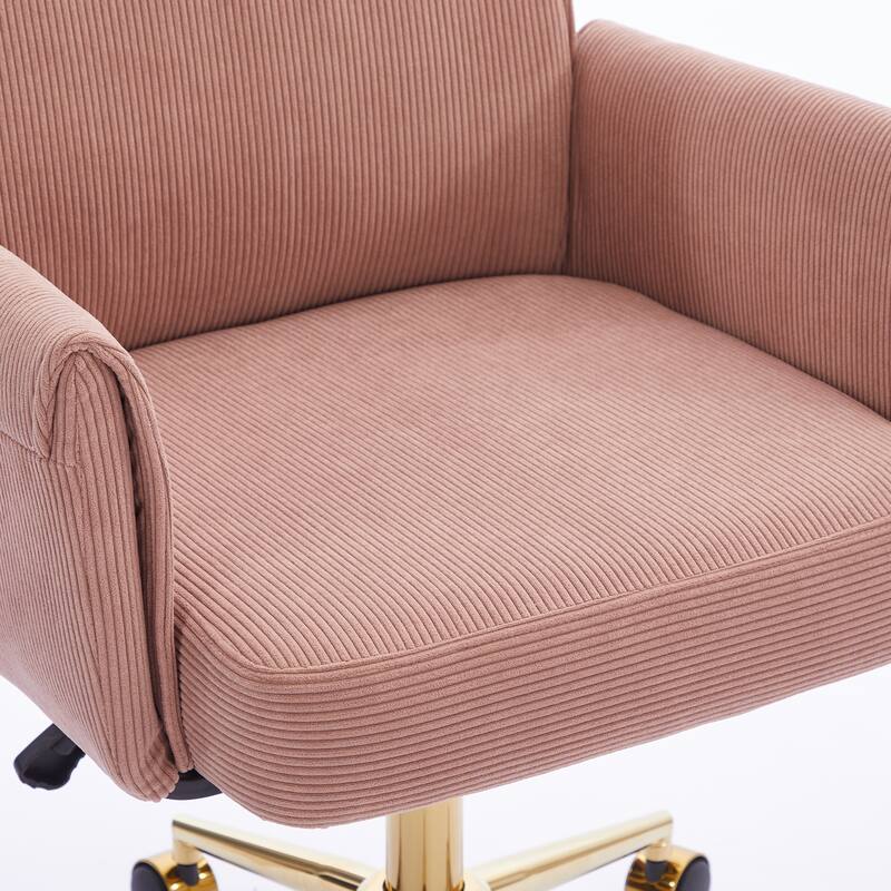 Corduroy Swivel Office Chair with Wheels, Ergonomic High Back Task Chair, Upholstered Accent Chair with Adjustable Height