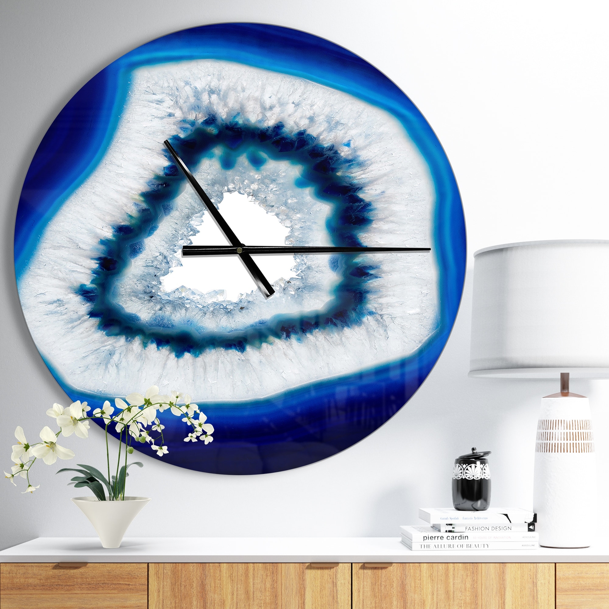 Designart 'Slice of blue agate crystal' Oversized Modern Wall CLock
