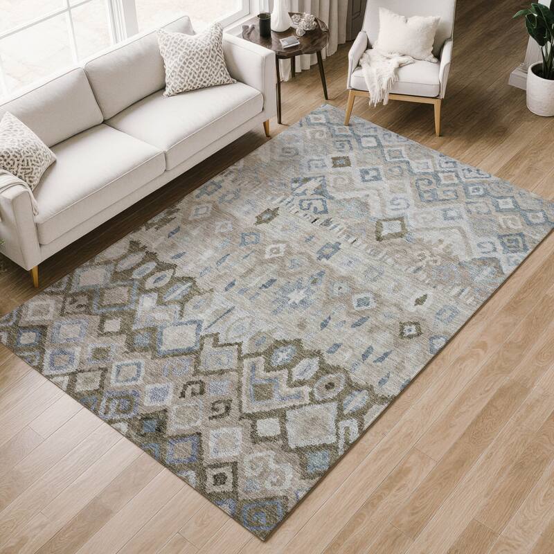 Machine Washable Indoor/ Outdoor Boho Moroccan Chantille Rug