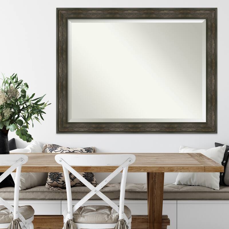 Beveled Wall Mirror - Rail Rustic Char Frame - Rail Rustic Char