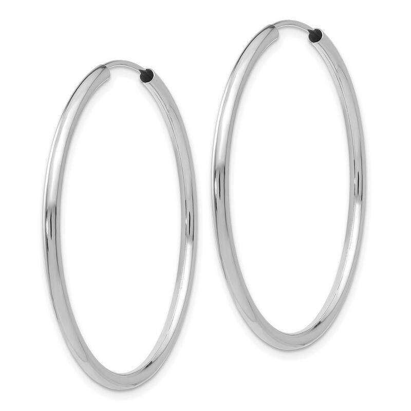 Curata 14k White Gold 2x38mm Polished Endless Hoop Earrings