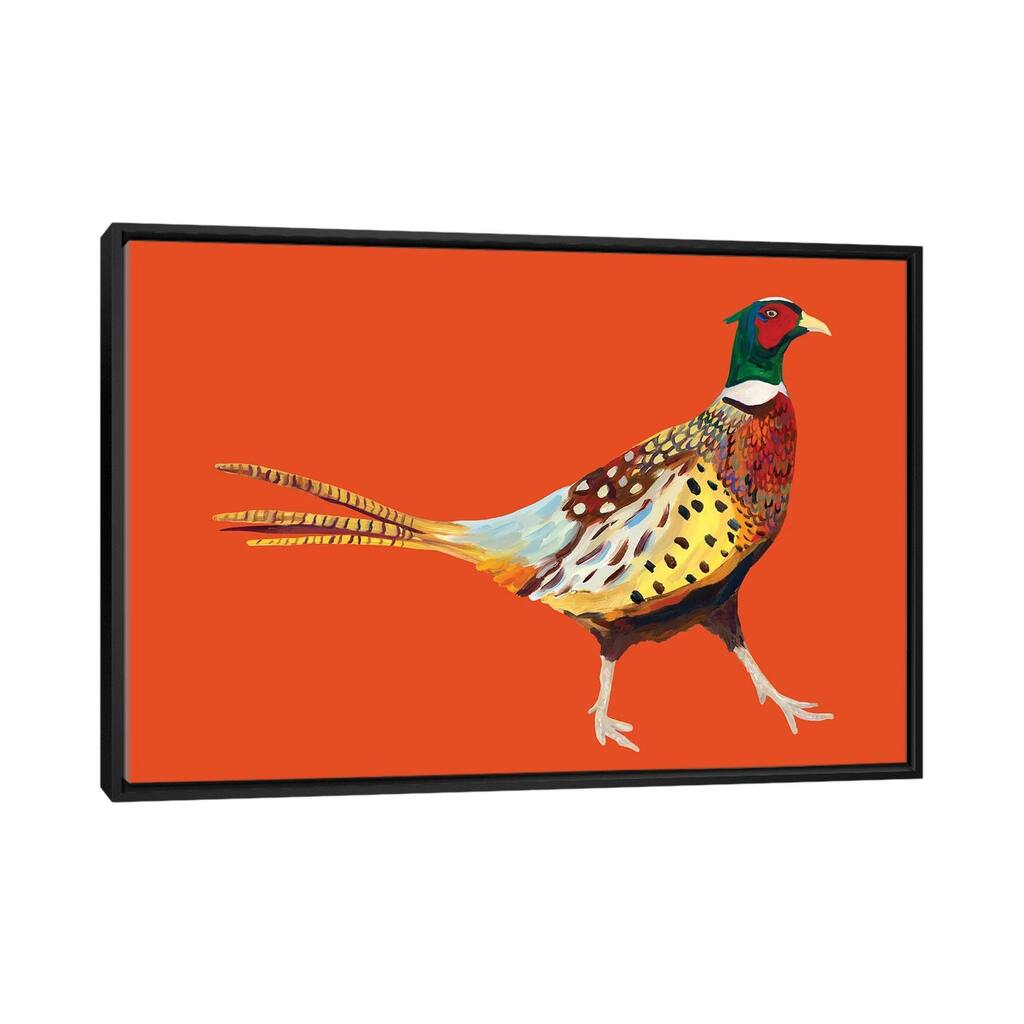iCanvas "Pheasant on Orange" by Alice Straker Framed Canvas Print