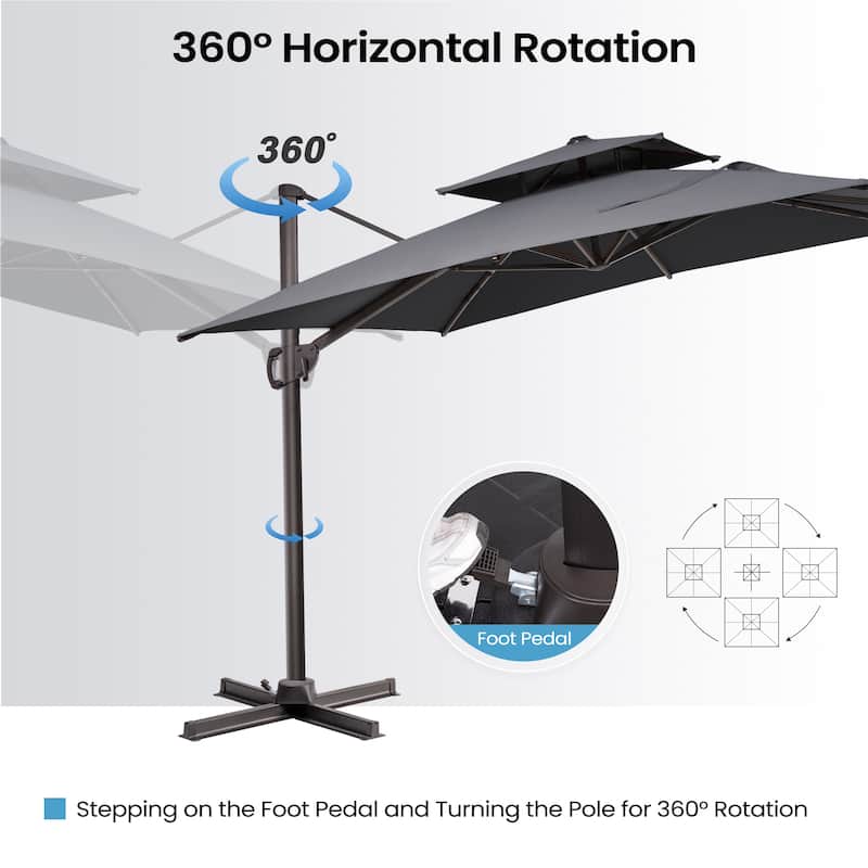 11 x 9 ft Patio Cantilever Offset Umbrella with Base Stand