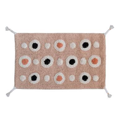 Cotton Tufted Bath Mat with Circle Pattern and Tassels - 33.0"L x 21.0"W x 0.5"H