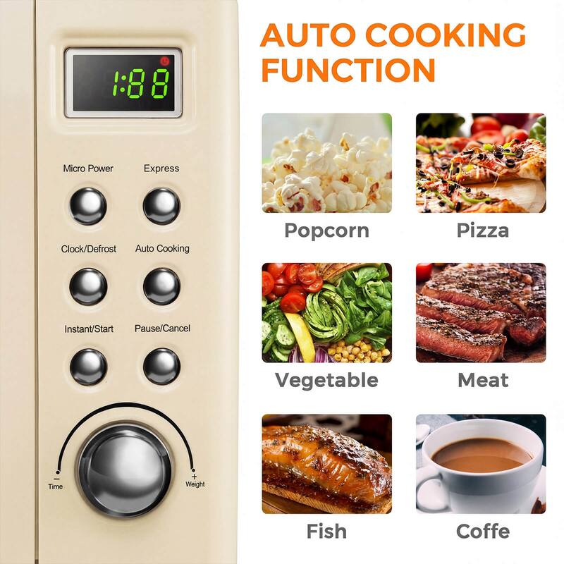 Costway 0.7Cu.ft Retro Countertop Microwave Oven 700W LED Display - See details