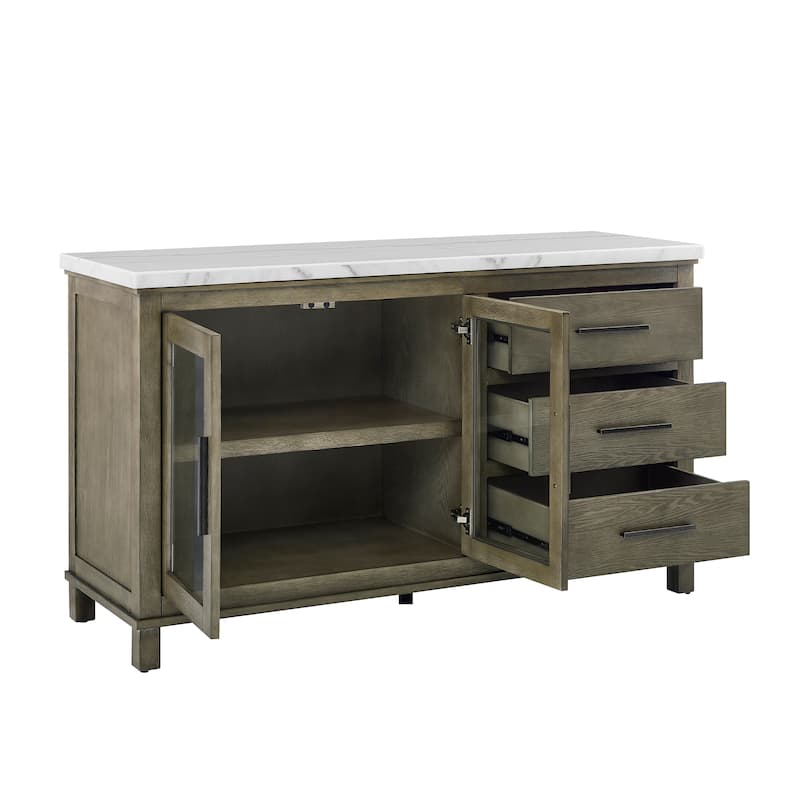 Steve Silver Marble Top Server - White
